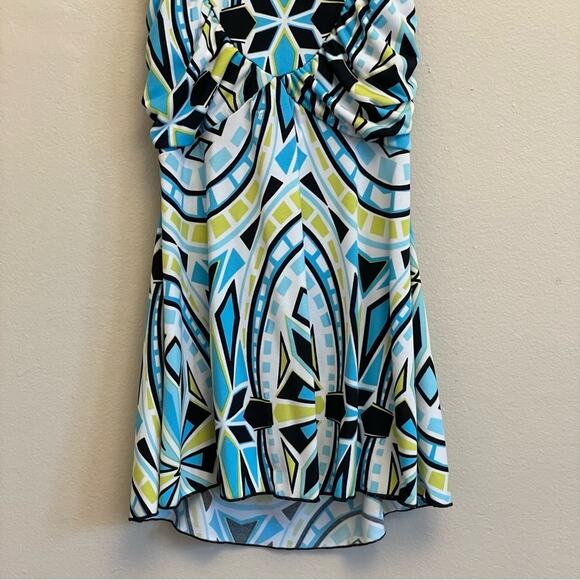 BCX S tank top white blue geometric summer Y2K 90s vibes abstract halter - Picture 3 of 7